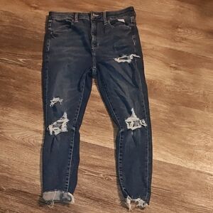 American Eagle Outfitters Dark Blue Distressed Jeans